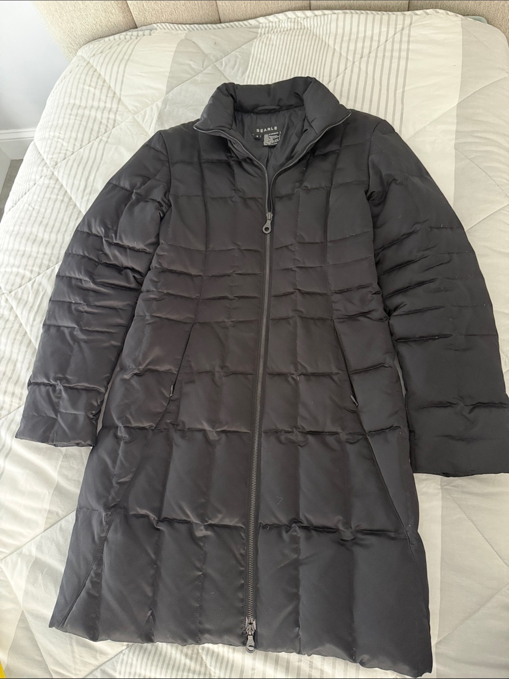 Searle Black Long Quilted Puffer Coat